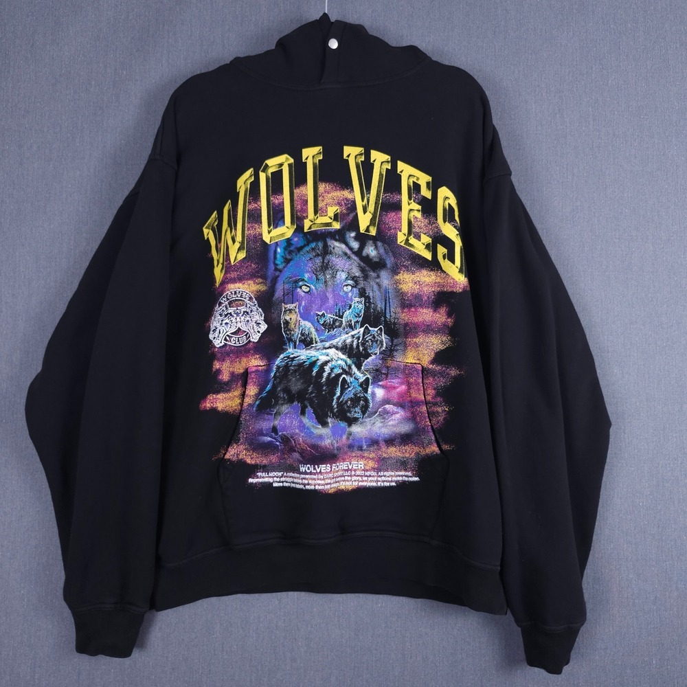 Darc Sport Wolves Forever Full Moon Hoodie Mens XL Black Bodybuilding #489/1000